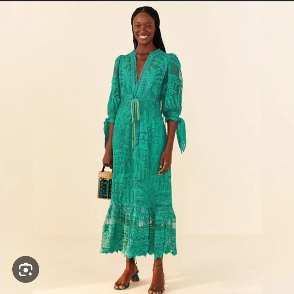 FARM RIO GREEN MORADA BOA GUIPURE DRESS BNWT